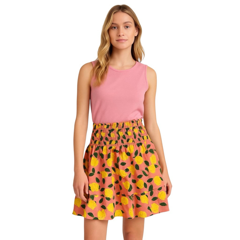 Her Destiny Lemon Skirt XS Pink Smocked Waist